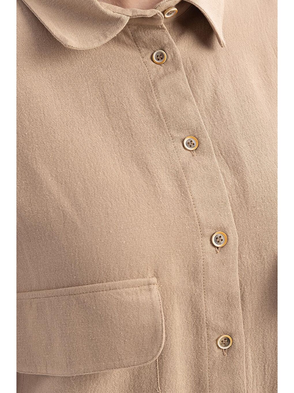 Bej Vizon-Büyük Cepli Keten Pantolonlu Takım-4