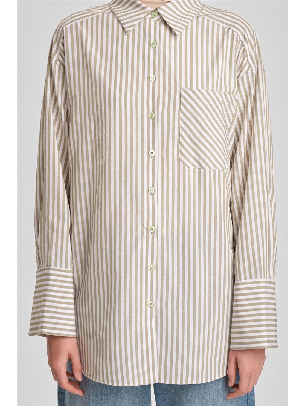 Kalın Çizgili Gömlek Ort3440-1 Haki-4