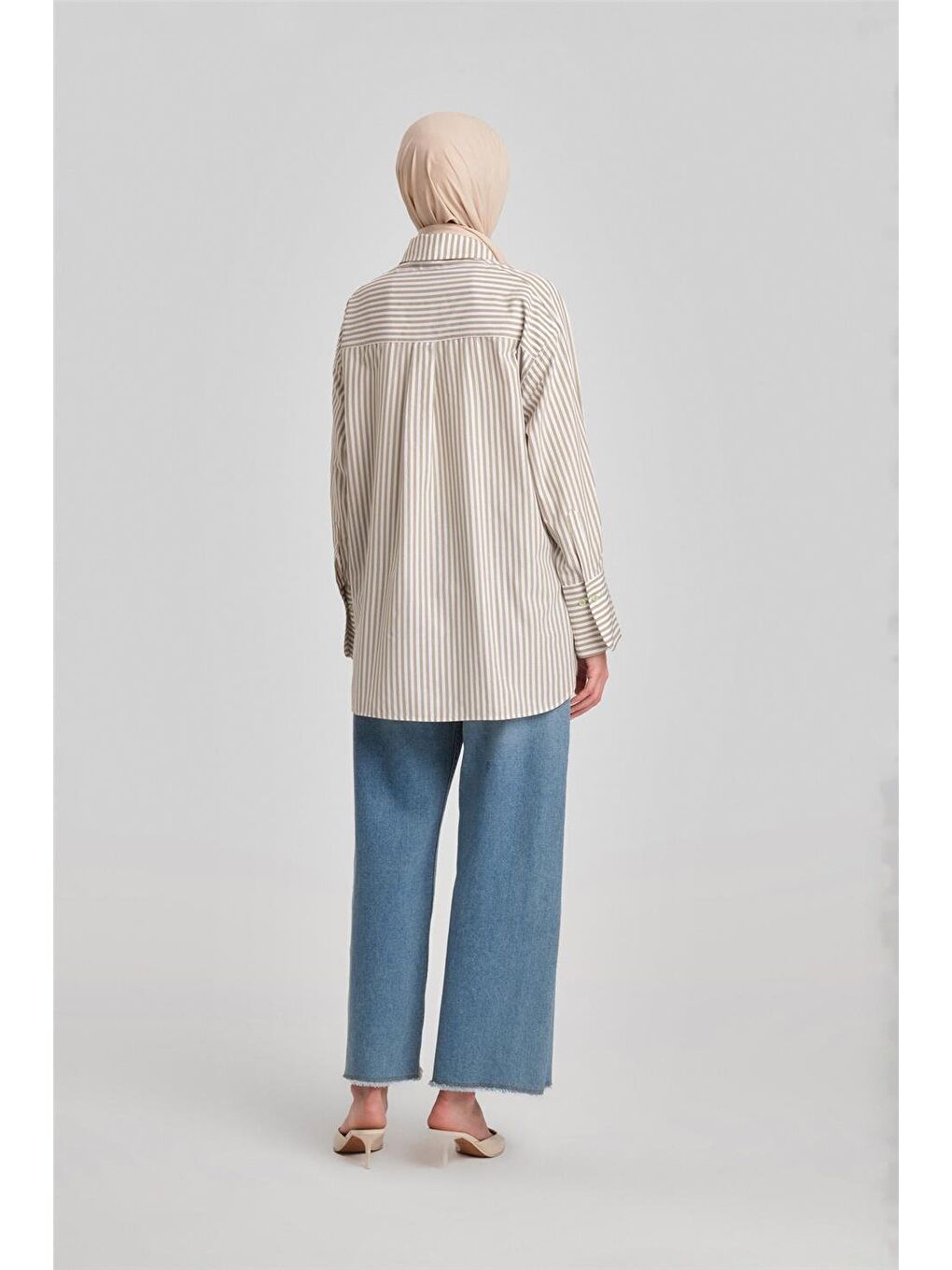 Kalın Çizgili Gömlek Ort3440-1 Haki-5
