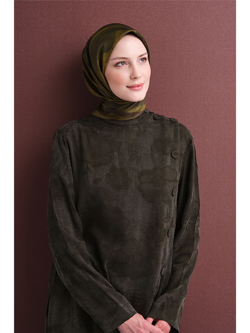 Yeşil Saf İpek Twill Eşarp 9618d 81-2