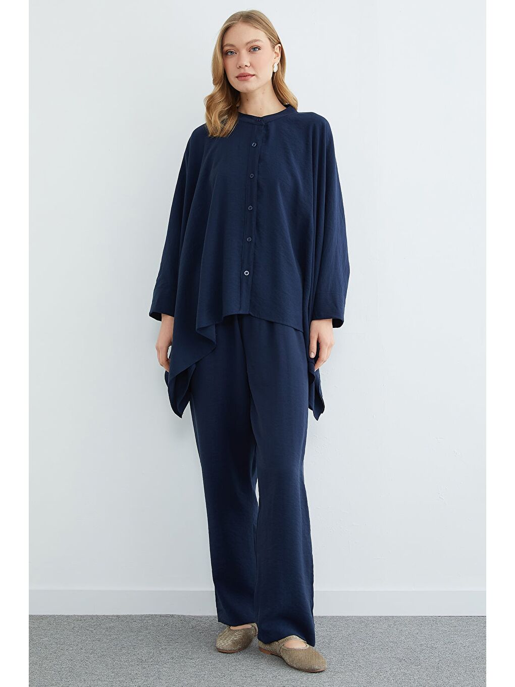 Lacivert Yarasa Kol Düğmeli 2 Li Takım