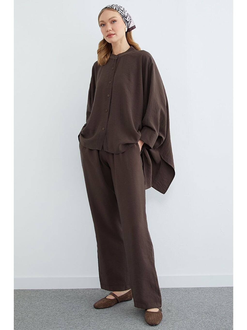 Kahverengi Yarasa Kol Düğmeli 2 Li Takım-4