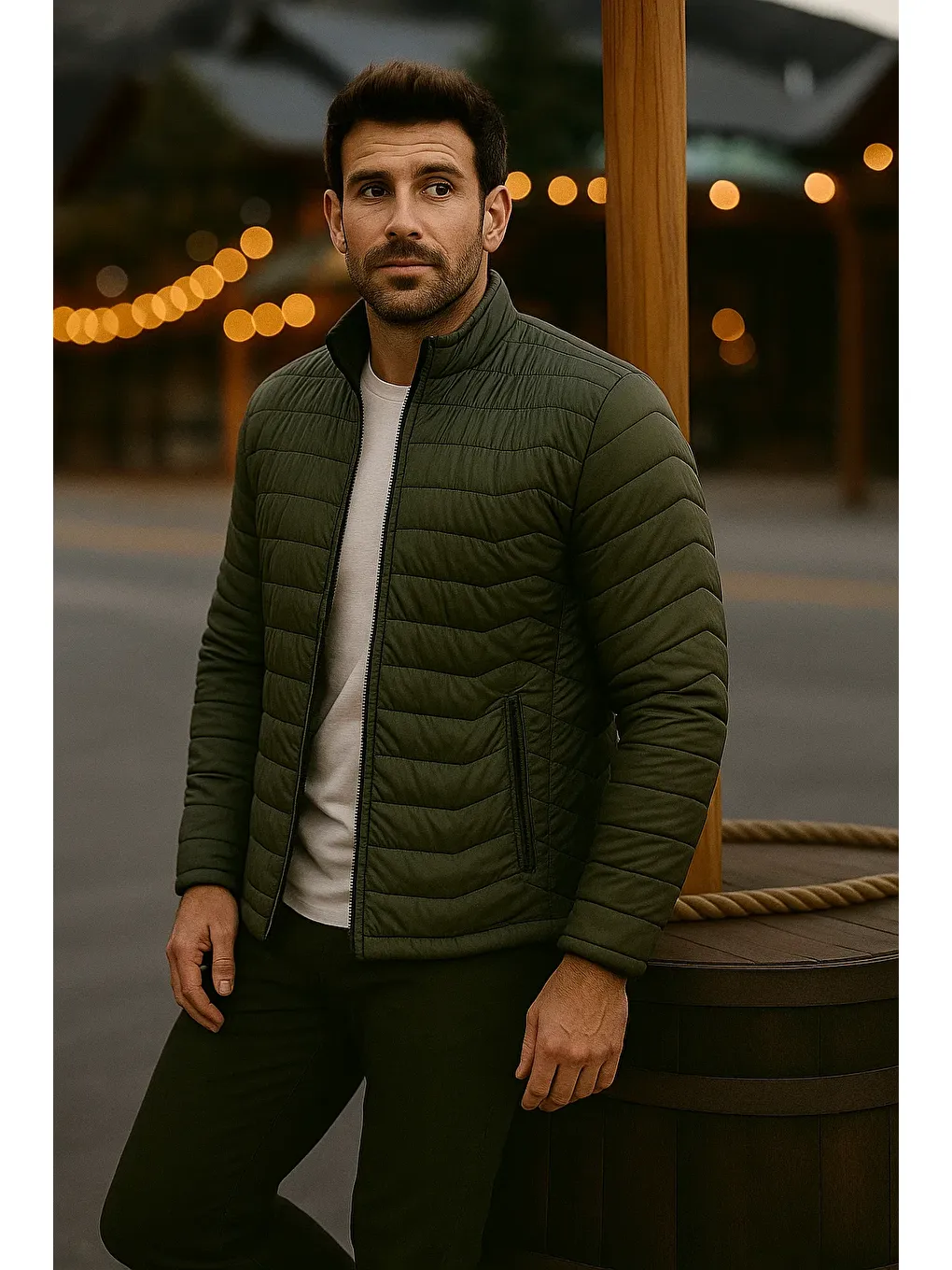 Erkek Trend Premium Haki Şişme Mont-2