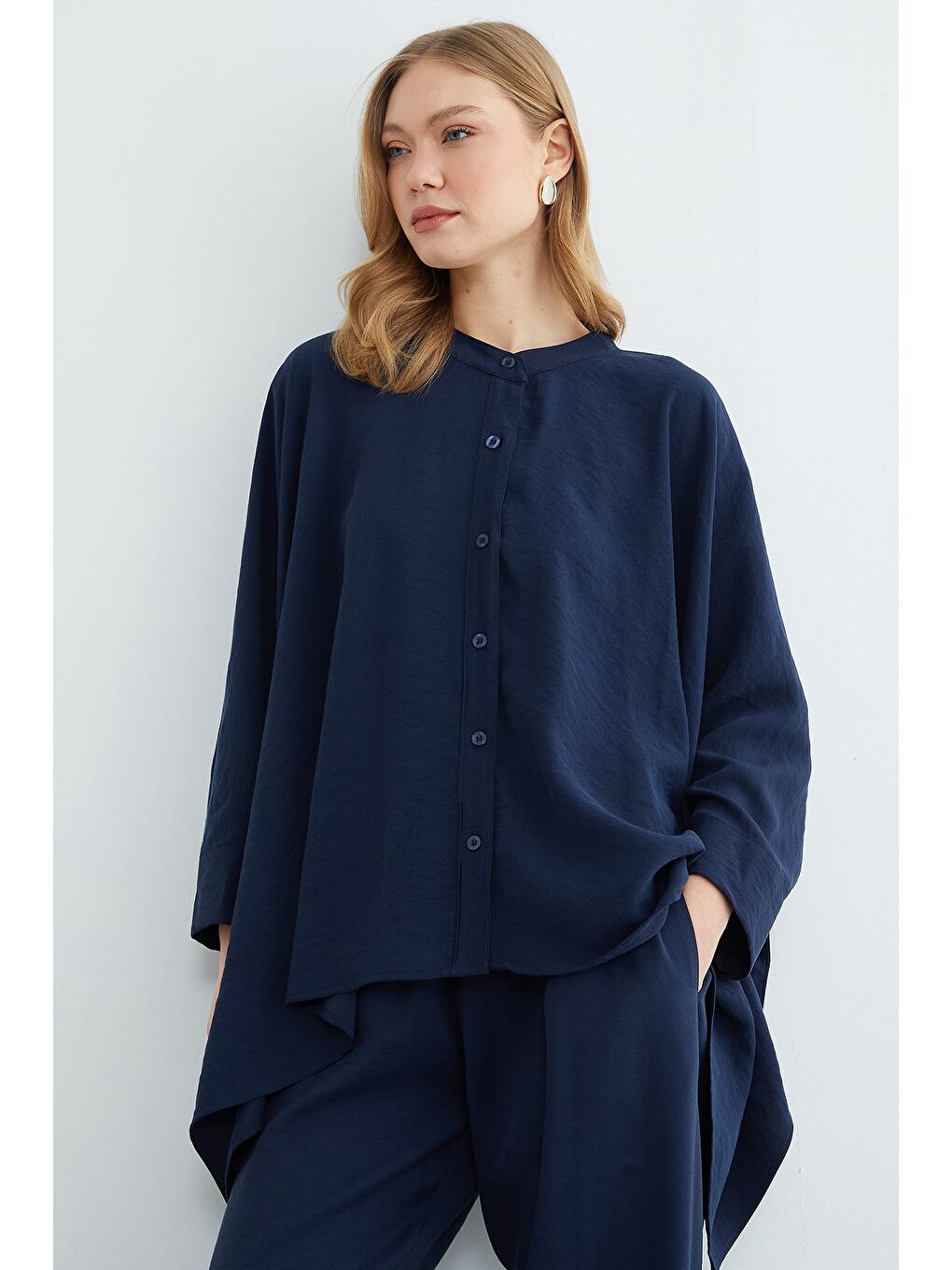 Lacivert Yarasa Kol Düğmeli 2 Li Takım-2