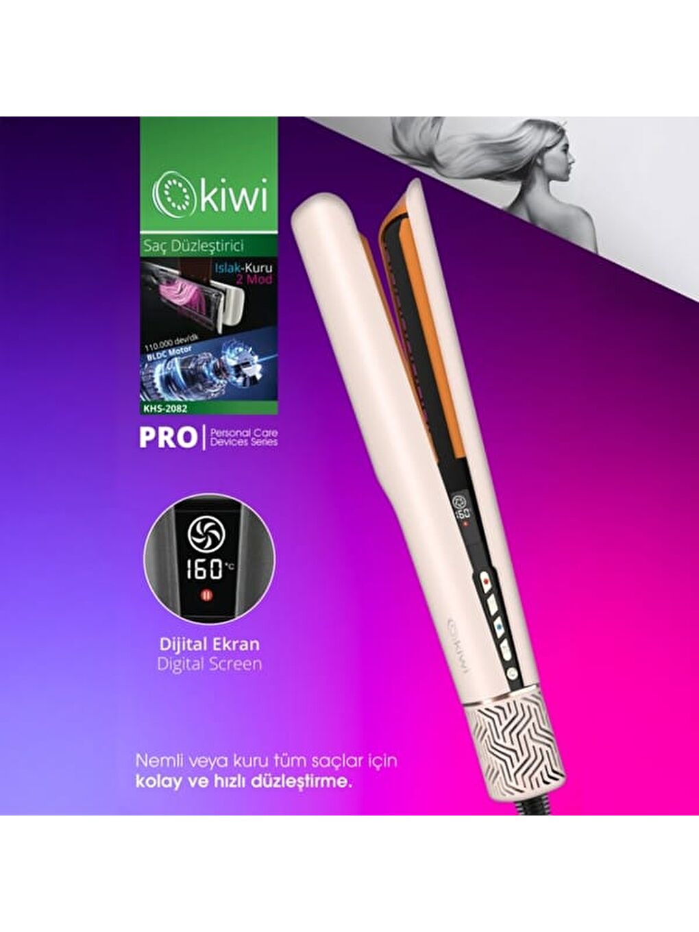KHS-2082 Pro Saç Düzleştirici - Pembe