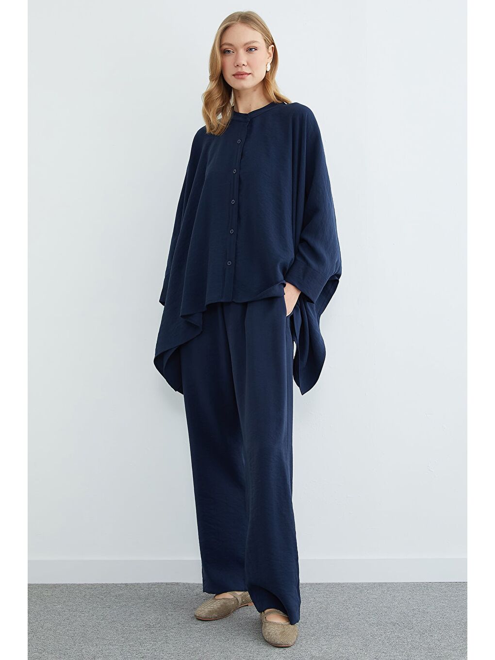 Lacivert Yarasa Kol Düğmeli 2 Li Takım-3