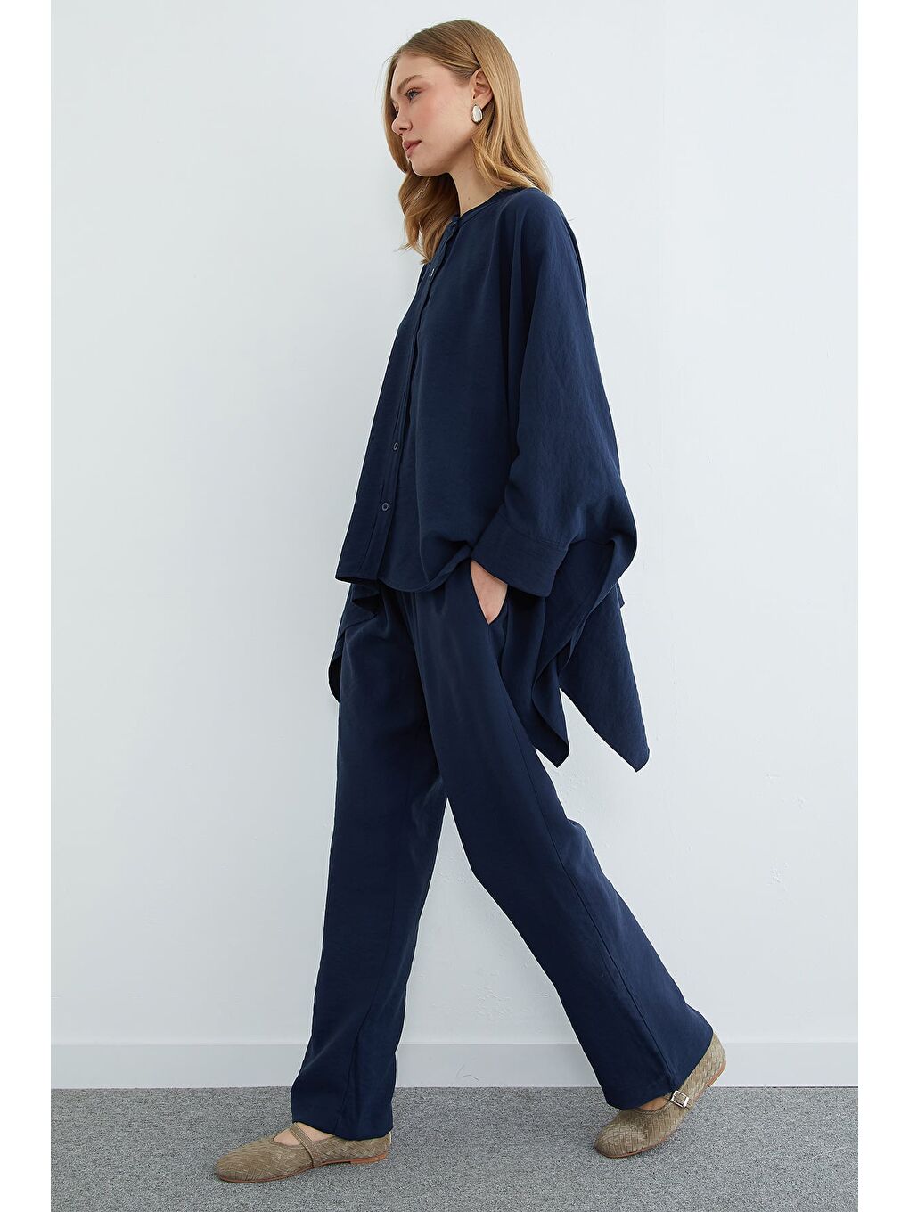 Lacivert Yarasa Kol Düğmeli 2 Li Takım-4