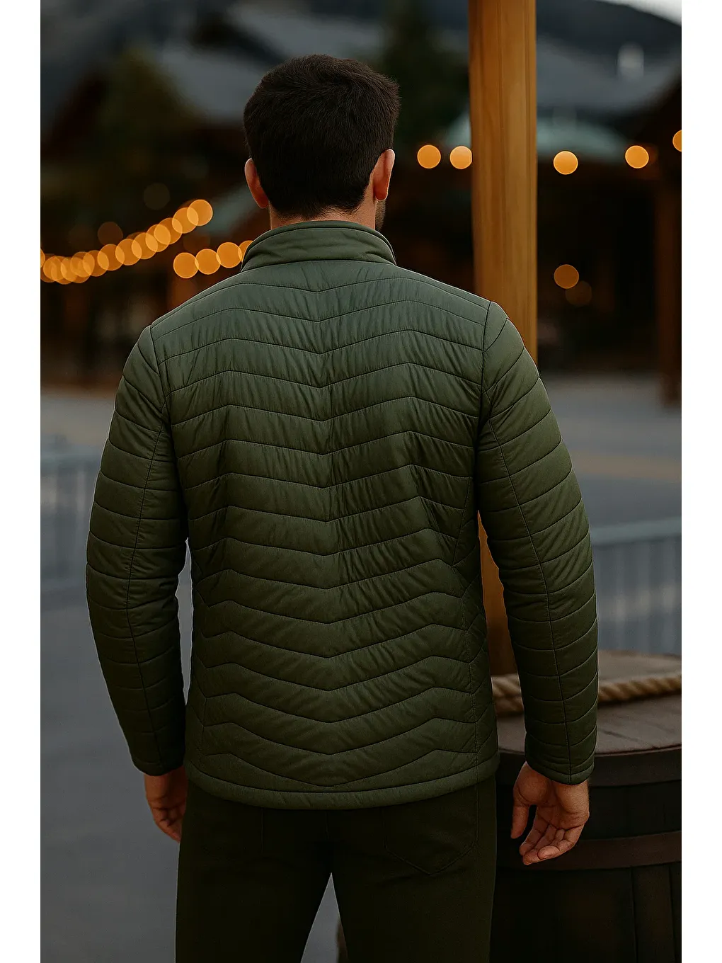 Erkek Trend Premium Haki Şişme Mont-5