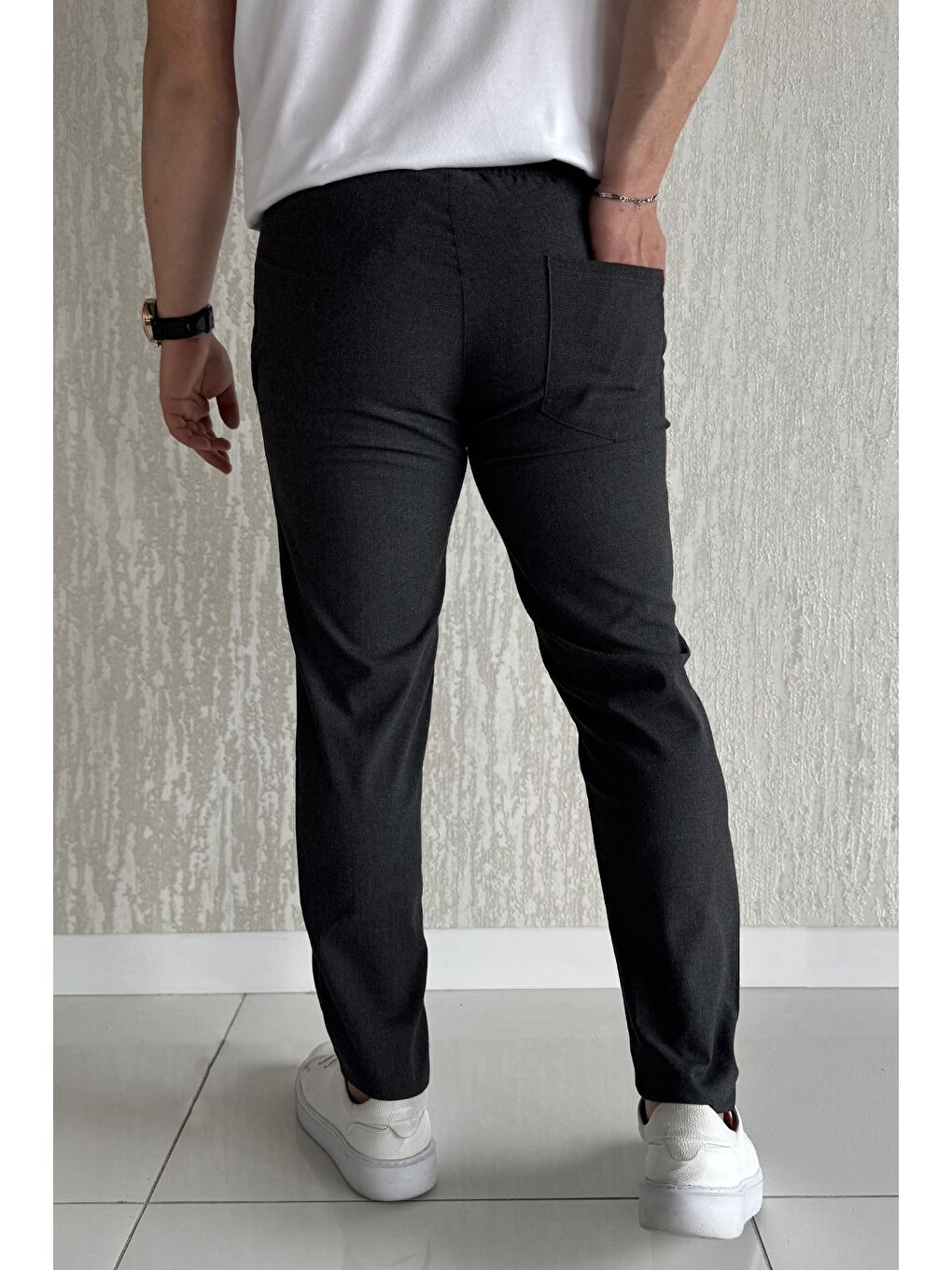 Antrasit Bel Bağcıklı Double Jogger Pantolon-2