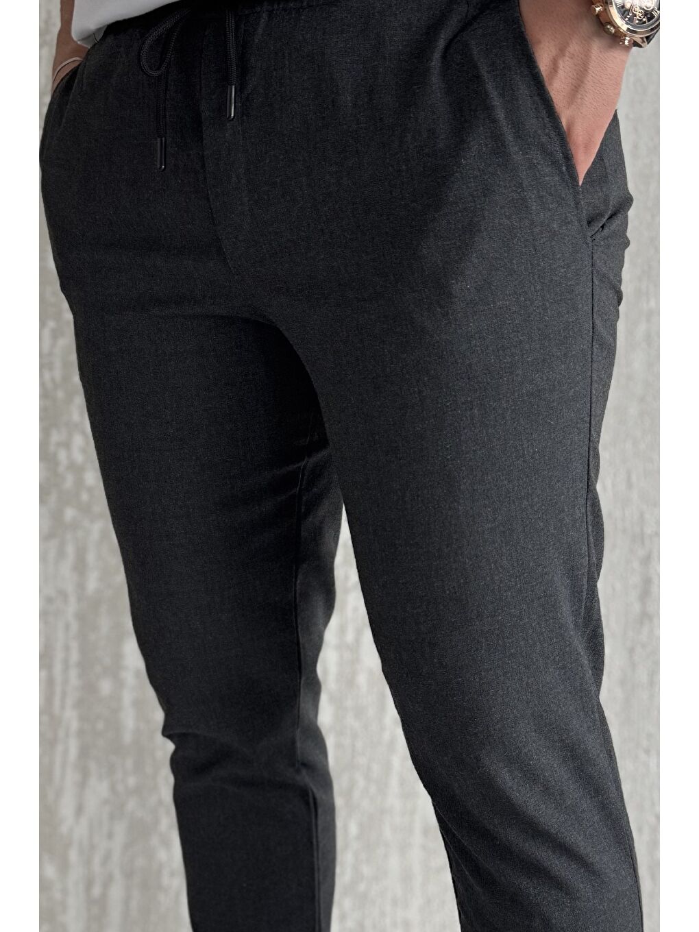 Antrasit Bel Bağcıklı Double Jogger Pantolon-3