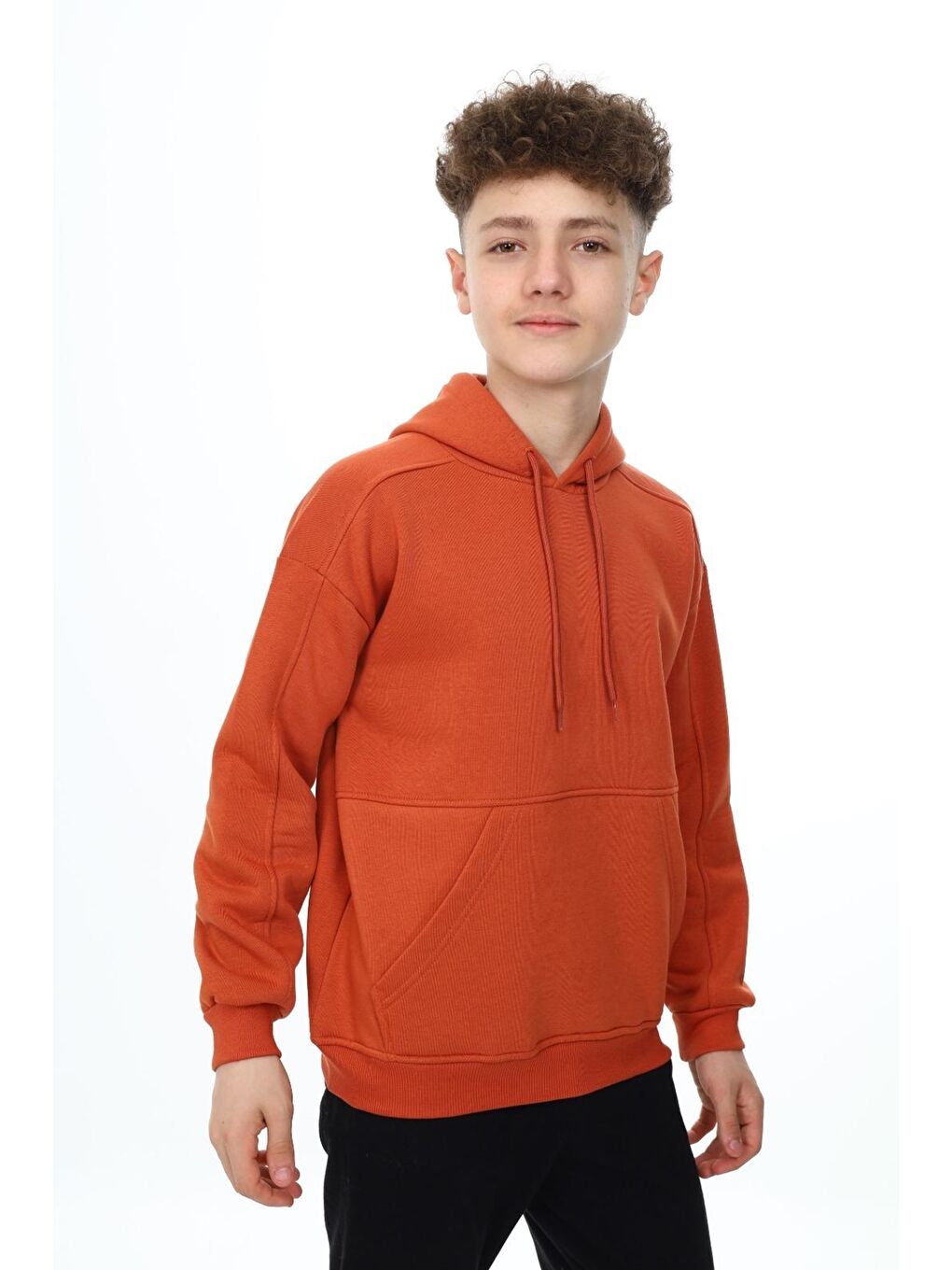 angelos Kiremit Erkek Çocuk Kapüşonlu Kanguru Cepli 3 İplik Sweatshirt 7 12 Yaş 7141 - 2