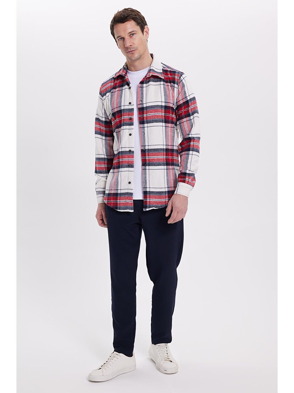 Karışık Erkek Slim Fit Dar Kesim Kareli Kışlık Oduncu Gömlek-3