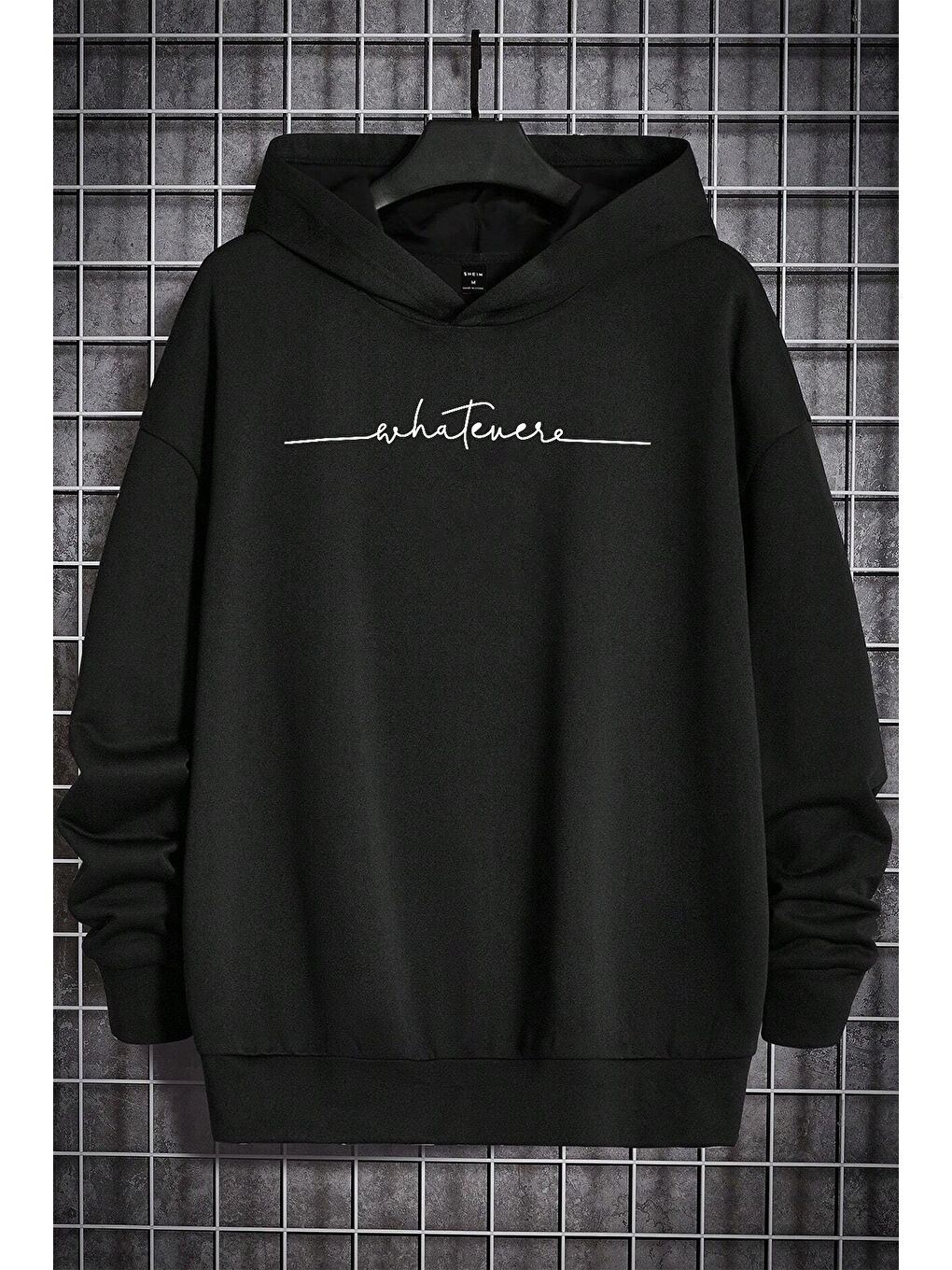 uyguntarz Siyah Whatever Baskılı Oversize Sweatshirt - 1