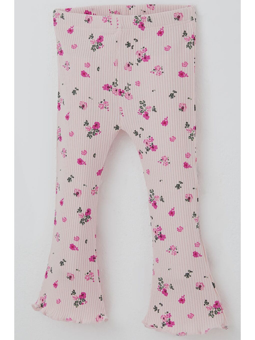 Pembe Kız Bebek Taytlı Takım Çiçek Desenli Yaka Kısmı Fırfır Detaylı Pudra (6 Ay-2 Yaş)-6