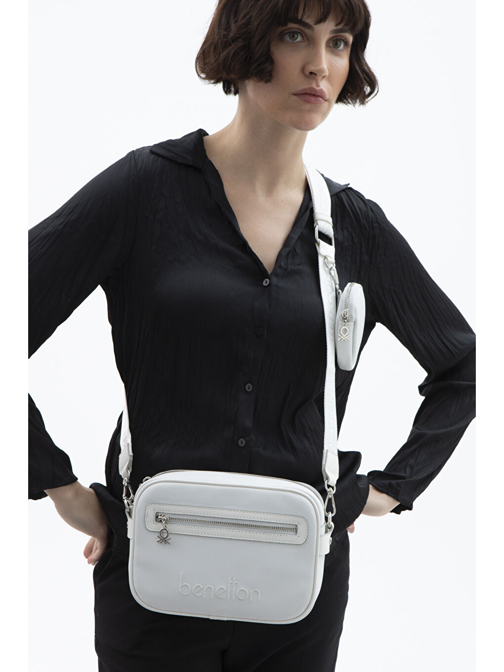 Kadin El Çantasi Beyaz-A.gri̇ BNT1603-1