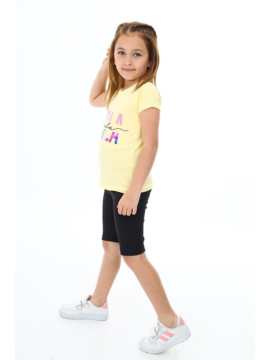 Sarı Kız Çocuk Kısa Taytlı Takım 3-13 Yaş Zu103-4