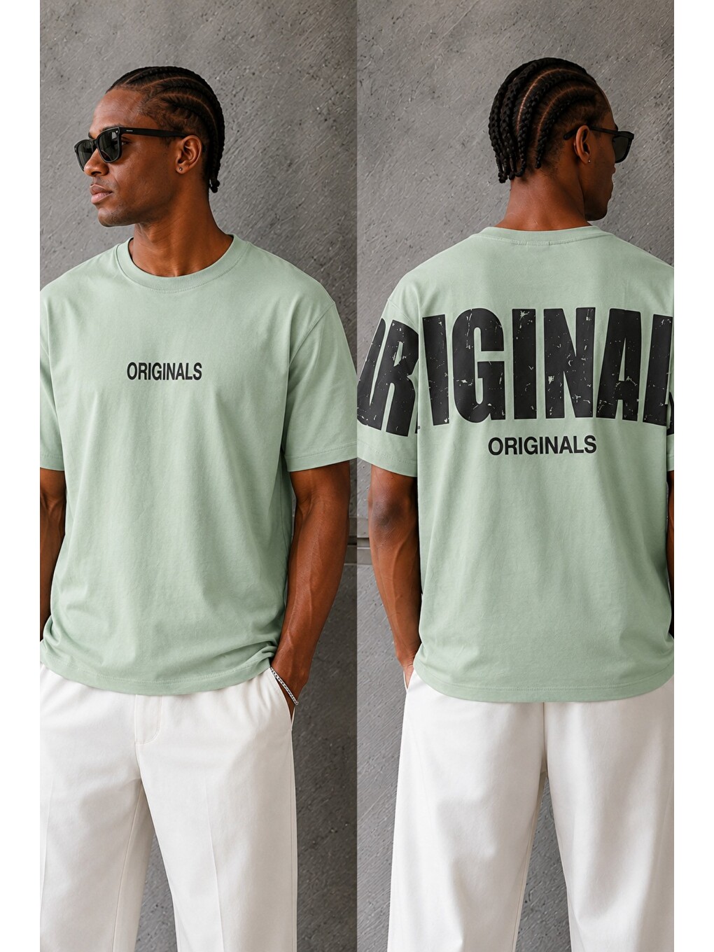 Yeşil Originals Baskılı Oversize Erkek Tişört – Süprem %100 Pamuk-2