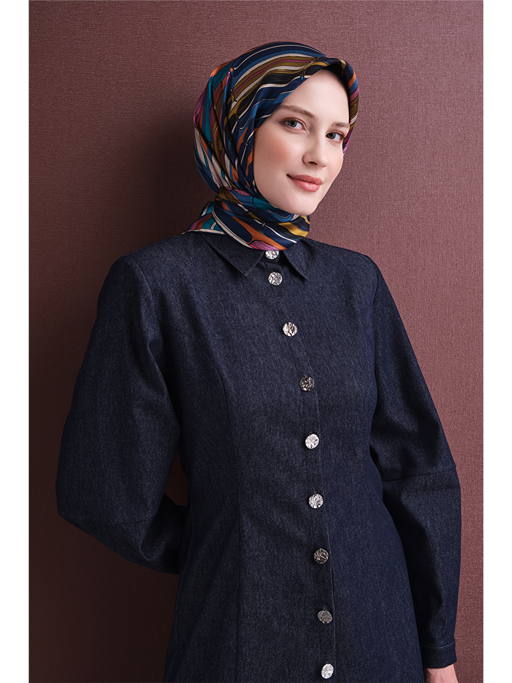 İndigo Saf İpek Twill Eşarp 9616d 06-2
