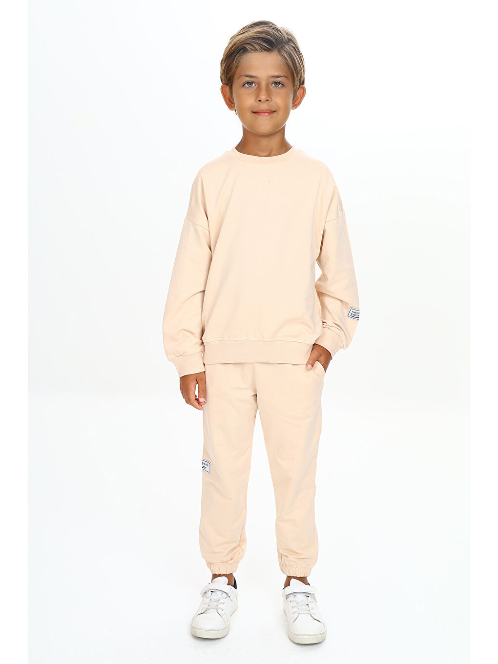 Bej Erkek Çocuk Armalı Eşofman Takım