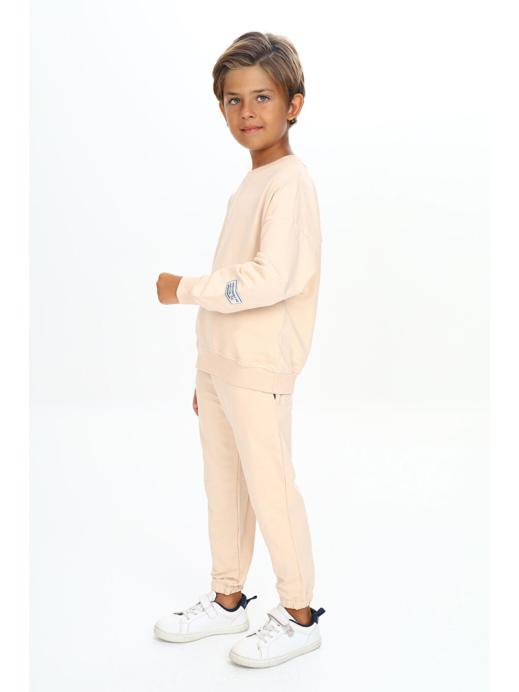 Bej Erkek Çocuk Armalı Eşofman Takım-1