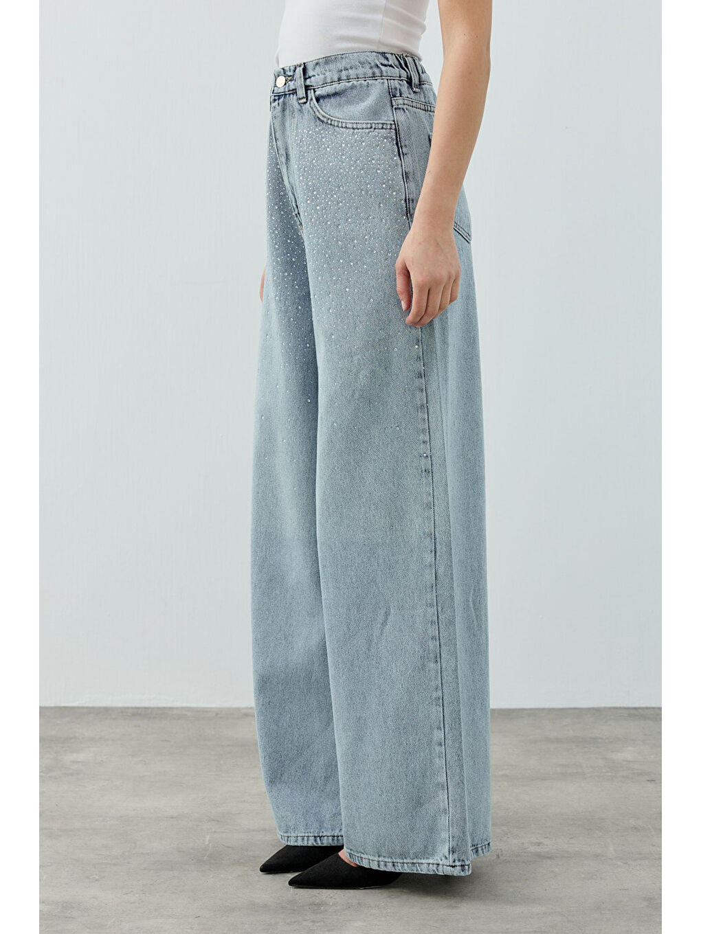 Taşlı Very Shiny Denim Pantolon 1770 Buz Mavi-1