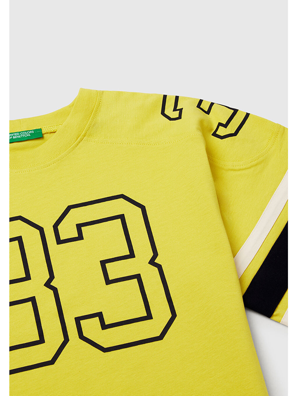 Erkek Çocuk Sarı Baskılı Kolları Şerit Detaylı Oversize T-Shirt-2