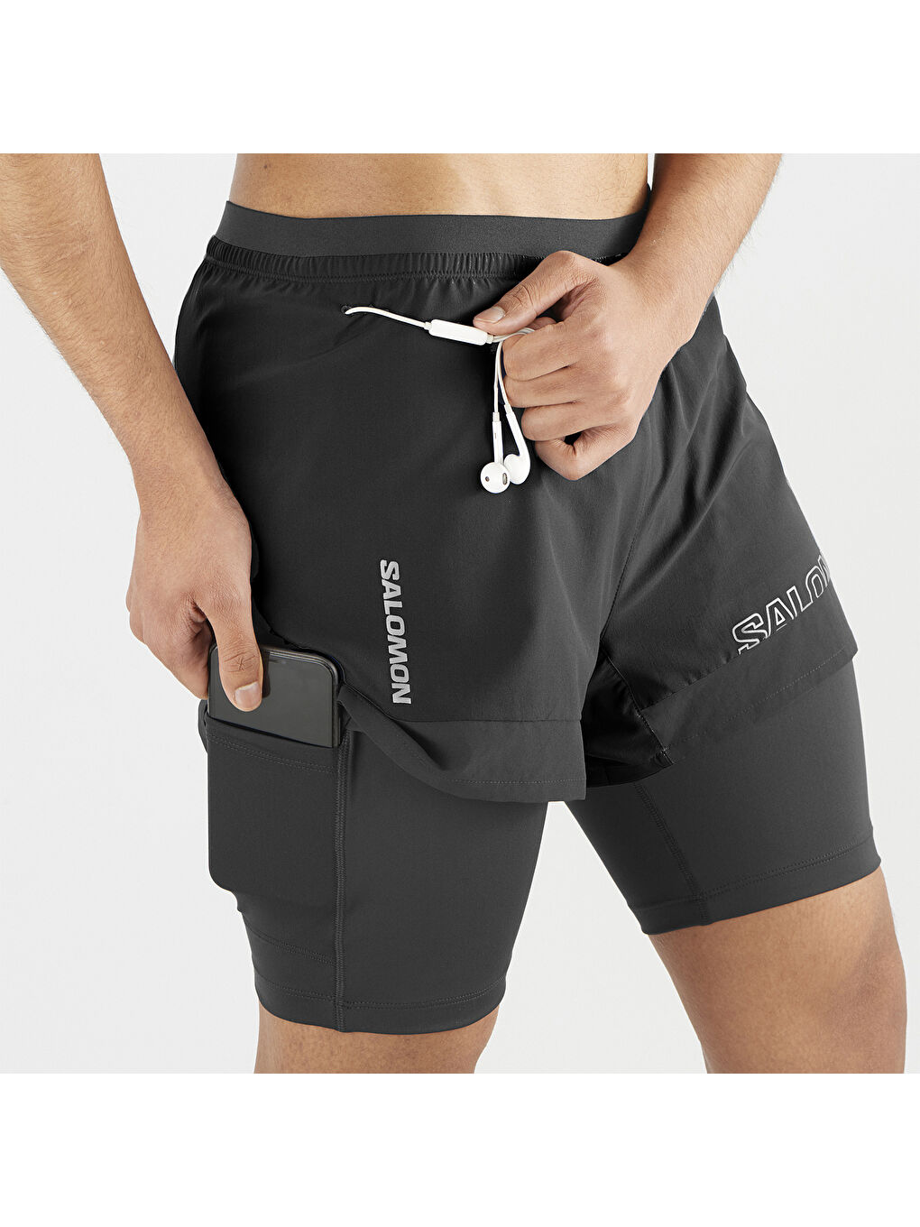 Cross 2in1 Shorts Erkek Siyah Koşu Şortu