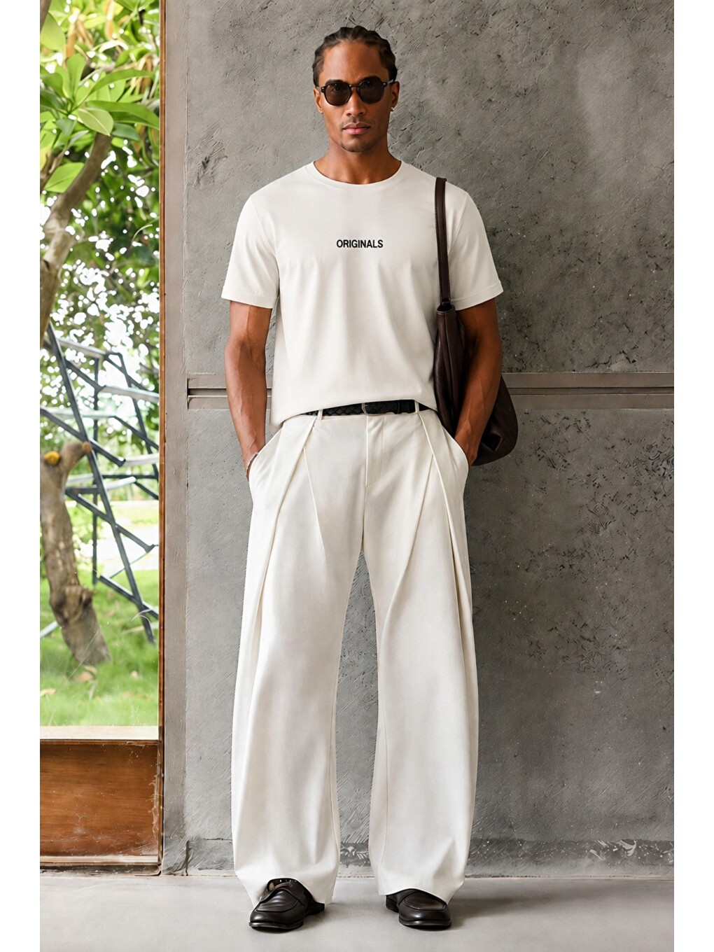 Bej Originals Baskılı Oversize Erkek Tişört – Süprem %100 Pamuk-1