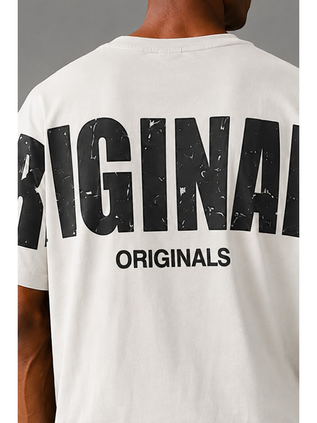 Bej Originals Baskılı Oversize Erkek Tişört – Süprem %100 Pamuk-2