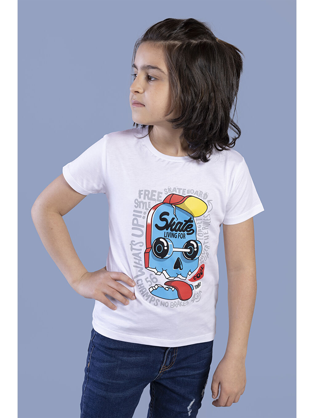 Beyaz Erkek Çocuk Baskılı Tişört-2