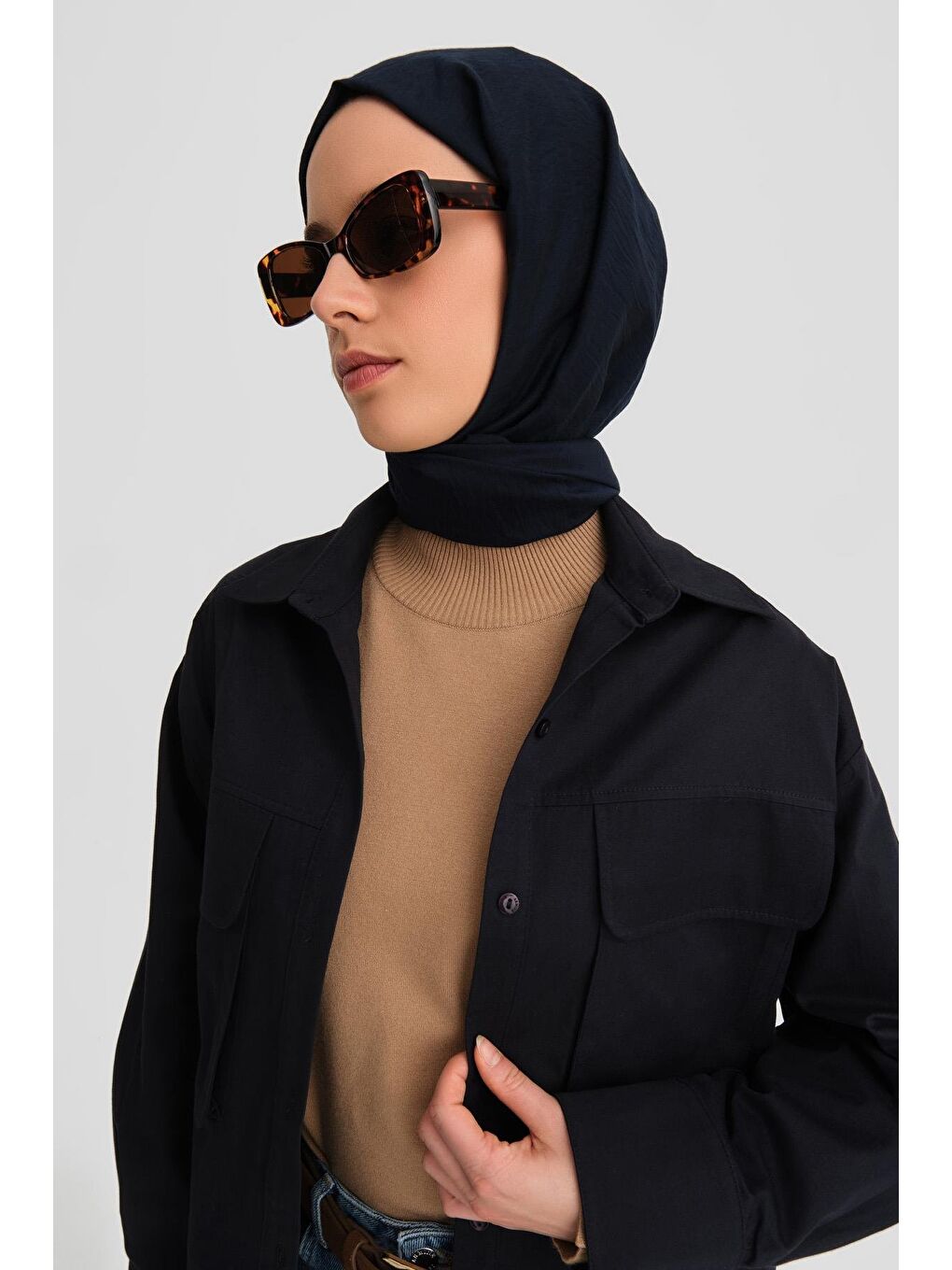 Cepli Gabardin Gömlek Ceket 24K3603 Lacivert