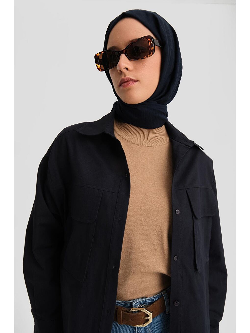 Cepli Gabardin Gömlek Ceket 24K3603 Lacivert-1