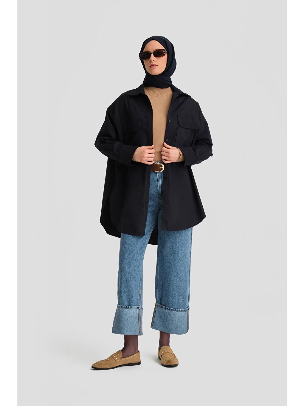 Cepli Gabardin Gömlek Ceket 24K3603 Lacivert-2