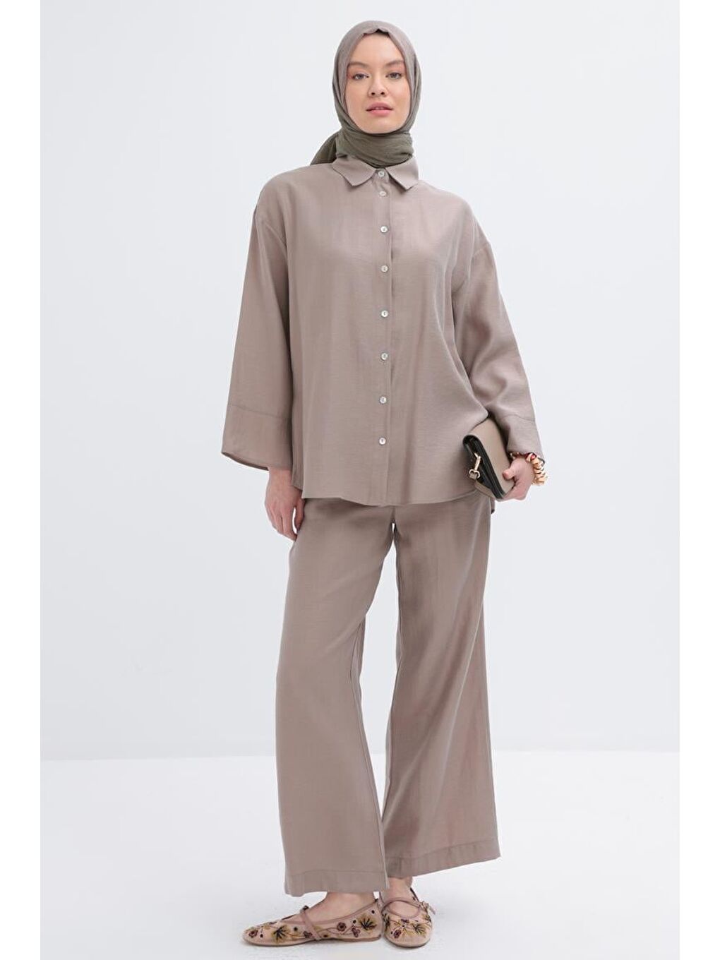 Bej Vizon-Pantolonlu Takım-1
