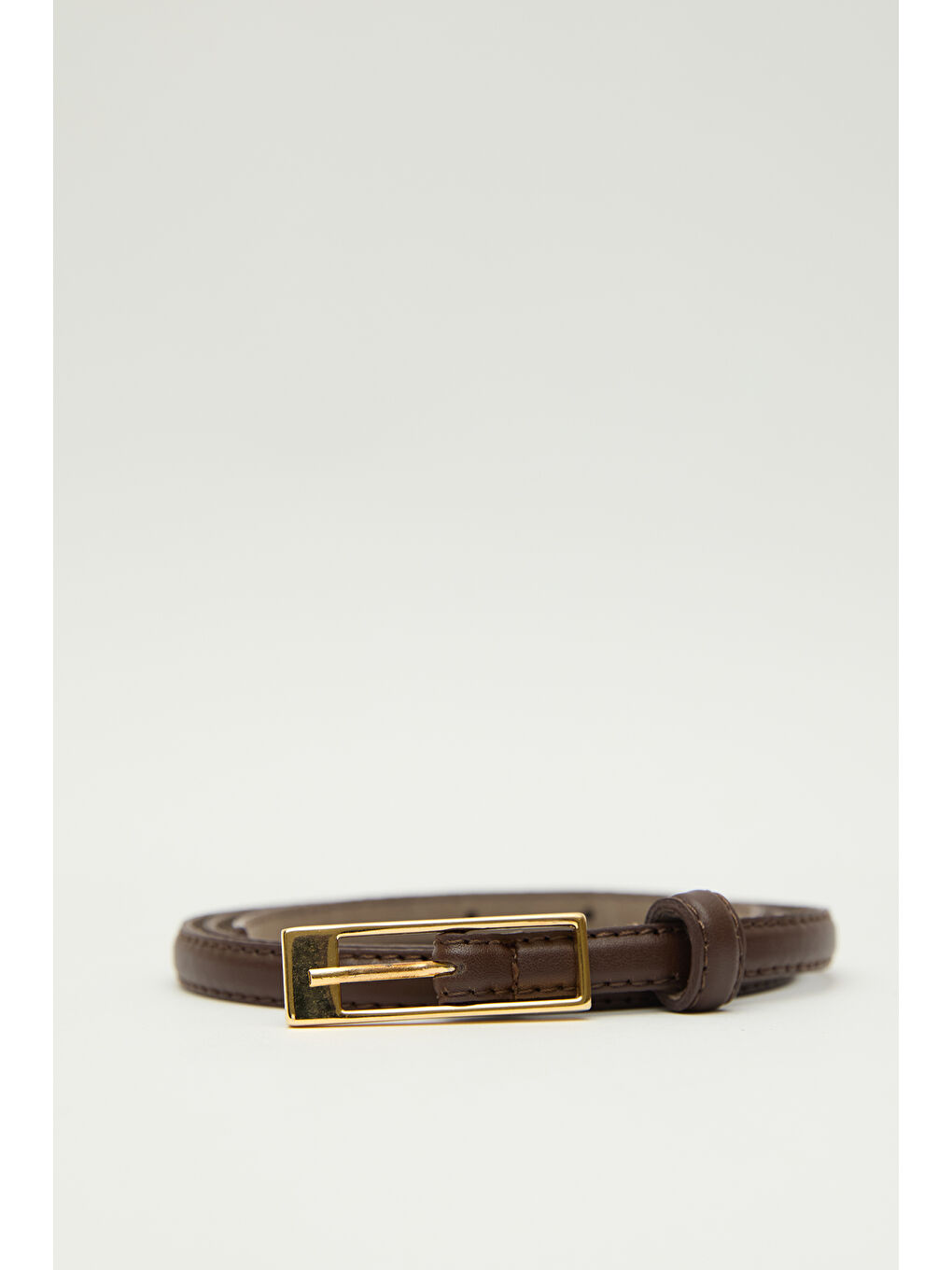 Dikdörtgen Tokalı İnce Kemer Kahverengi-1