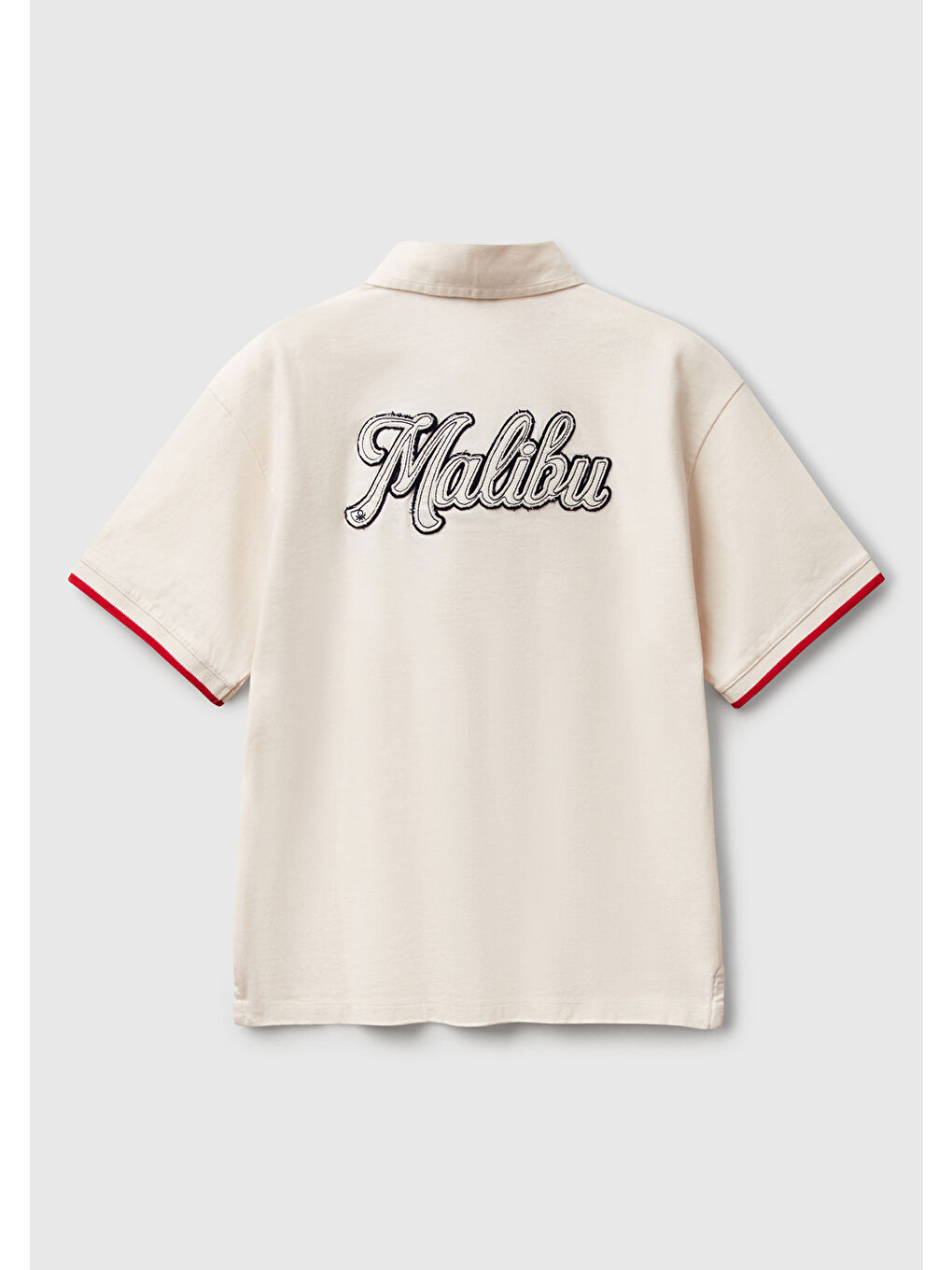 Erkek Çocuk Ekru İşleme Detaylı Polo Yaka Rugby T-Shirt-1