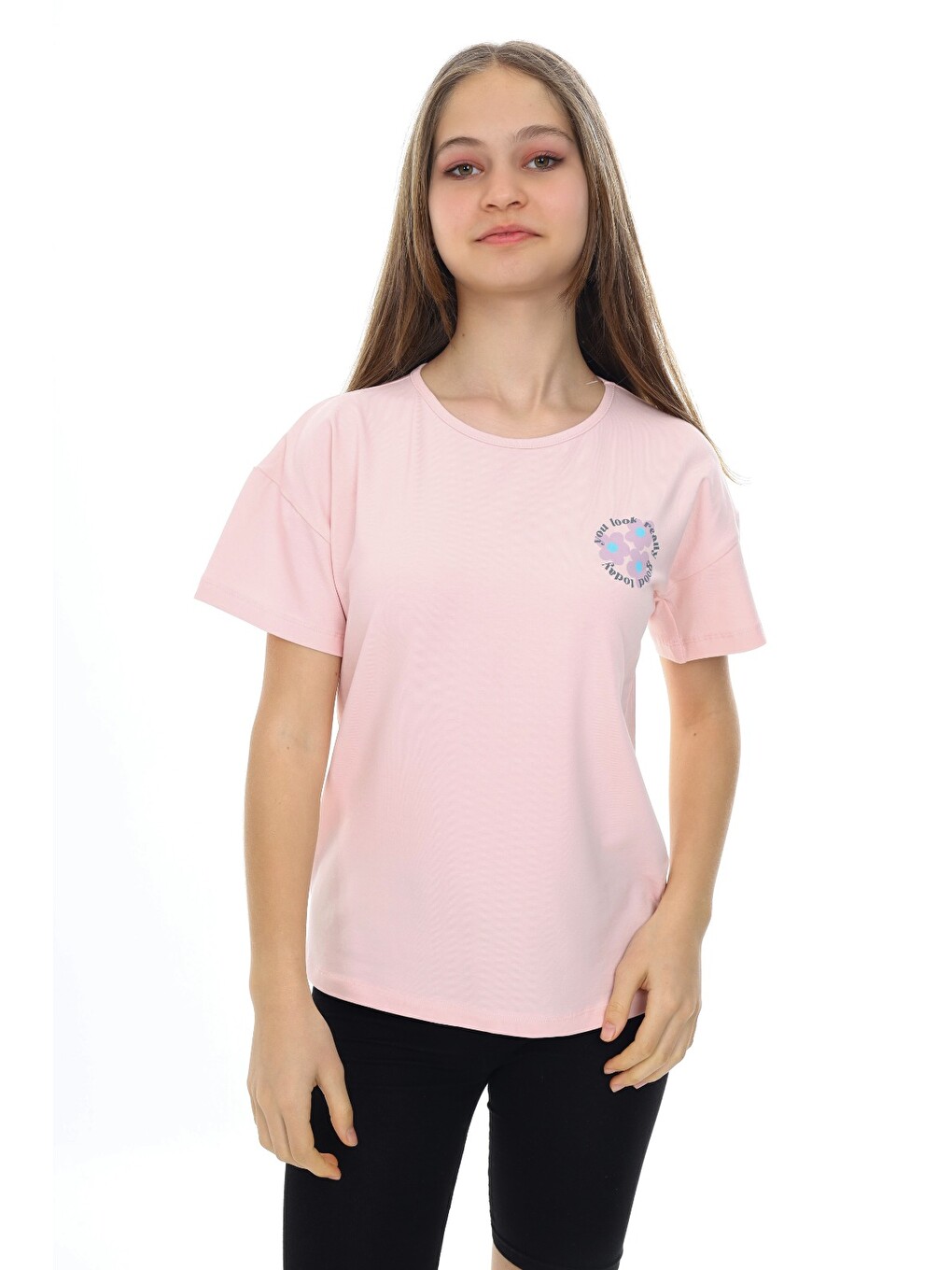 Pembe Kız Çocuk Baskılı Tişört