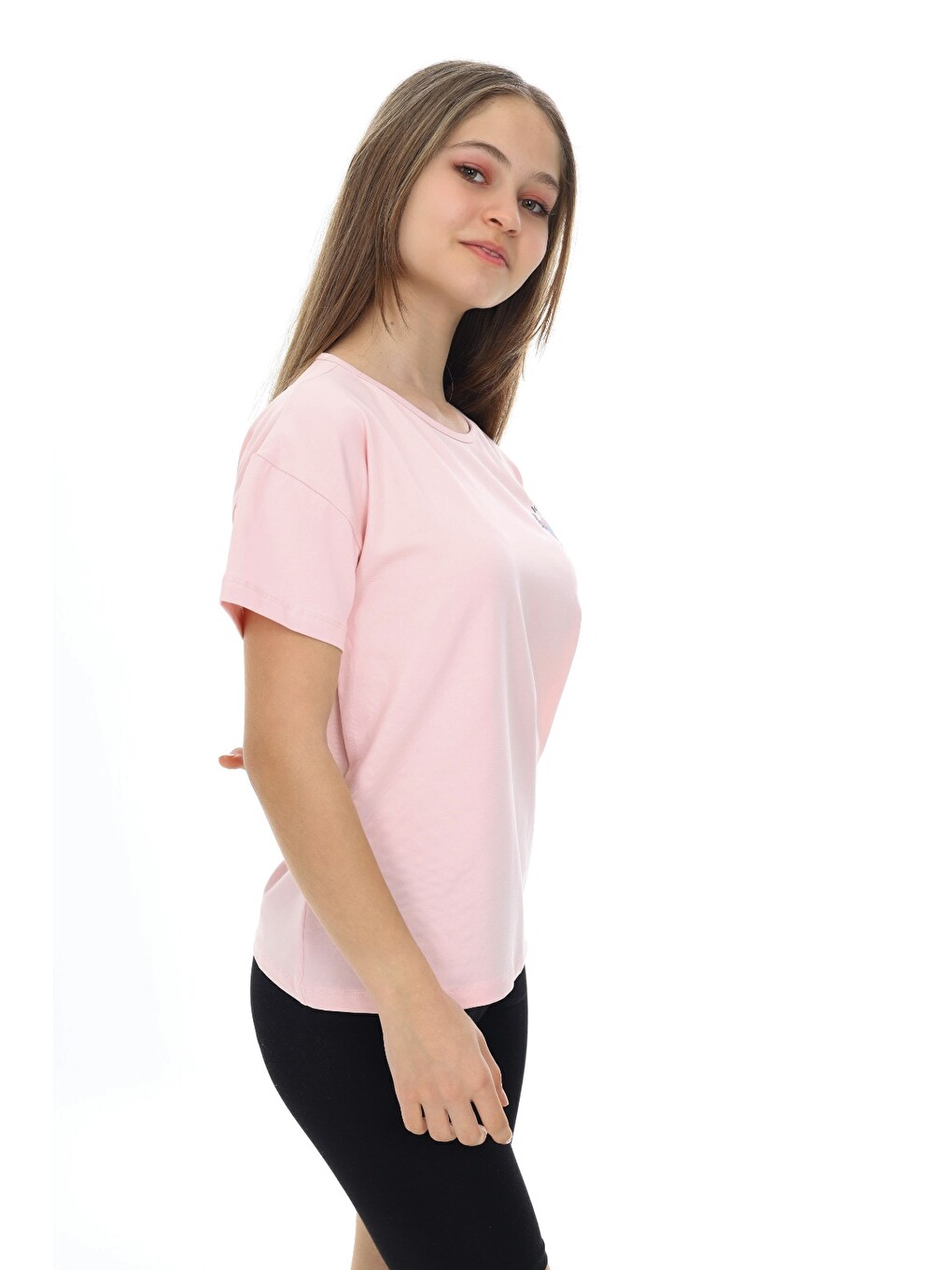 Pembe Kız Çocuk Baskılı Tişört-3