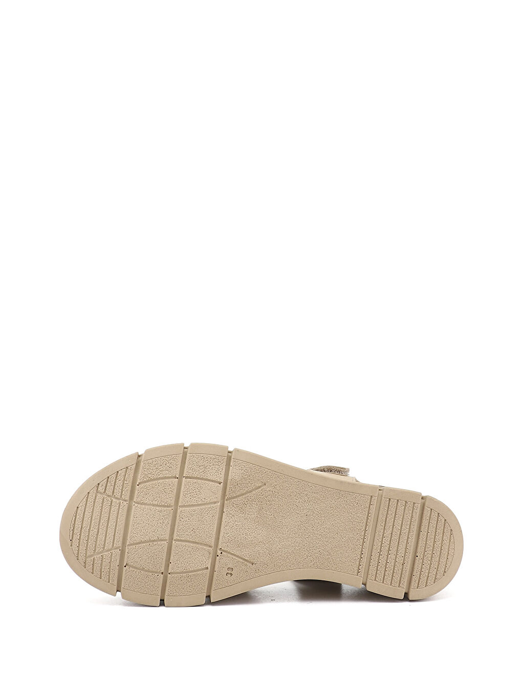 Bej Kadın YENİ BEJ Çapraz Bantlı Dolgu Topuklu Hakiki Deri Sandalet-5