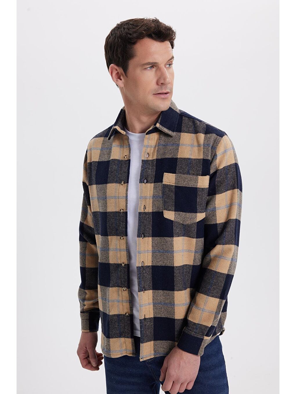 Karışık Erkek Regular Fit Rahat Kesim Kışlık Kareli Oduncu Gömlek-4