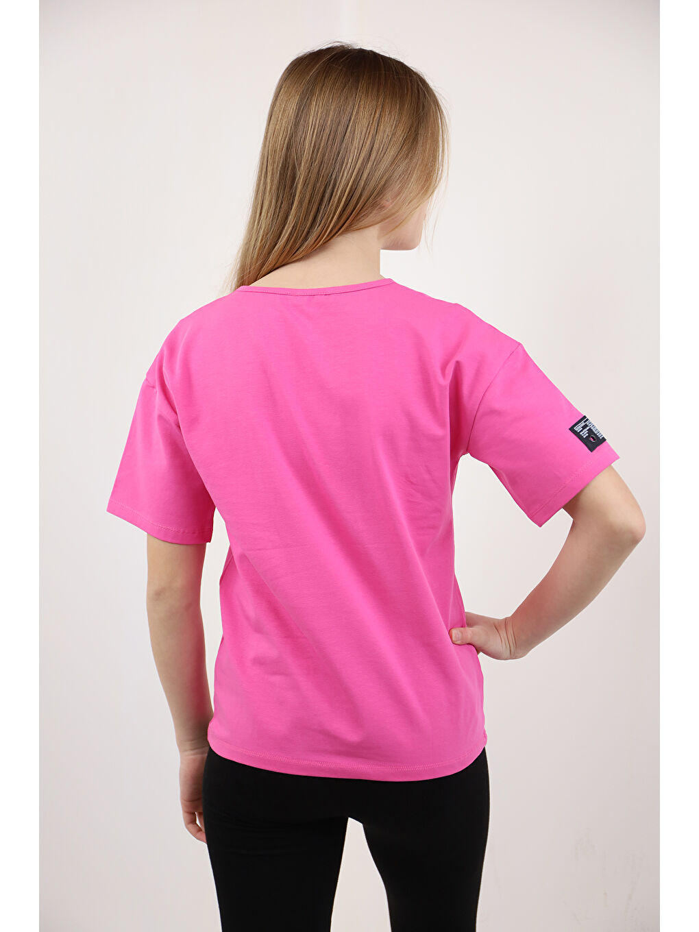 Fuşya Kız Çocuk Baskılı Tişört-1