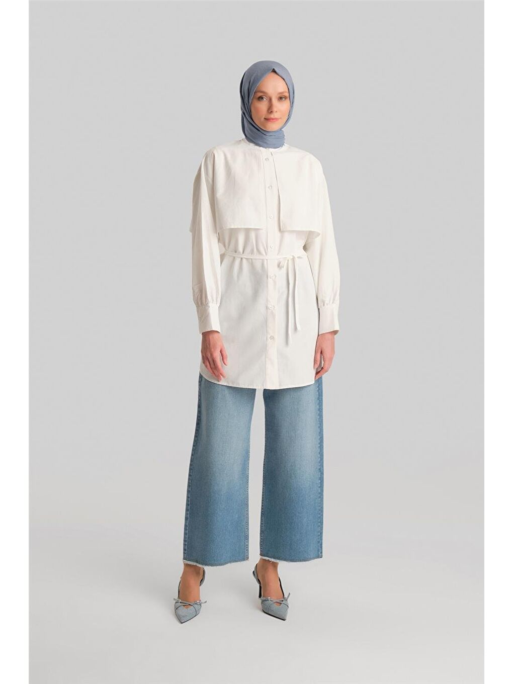 Beyaz Rüzgarlıklı Coton Gömlek Ort3442 Ekru-3