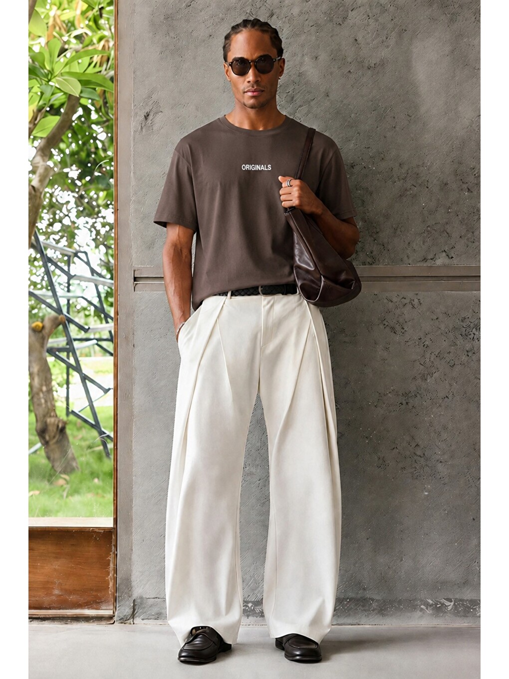 Kahverengi Originals Baskılı Oversize Erkek Tişört – Süprem %100 Pamuk-1