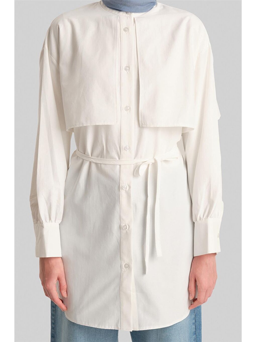 Beyaz Rüzgarlıklı Coton Gömlek Ort3442 Ekru-5