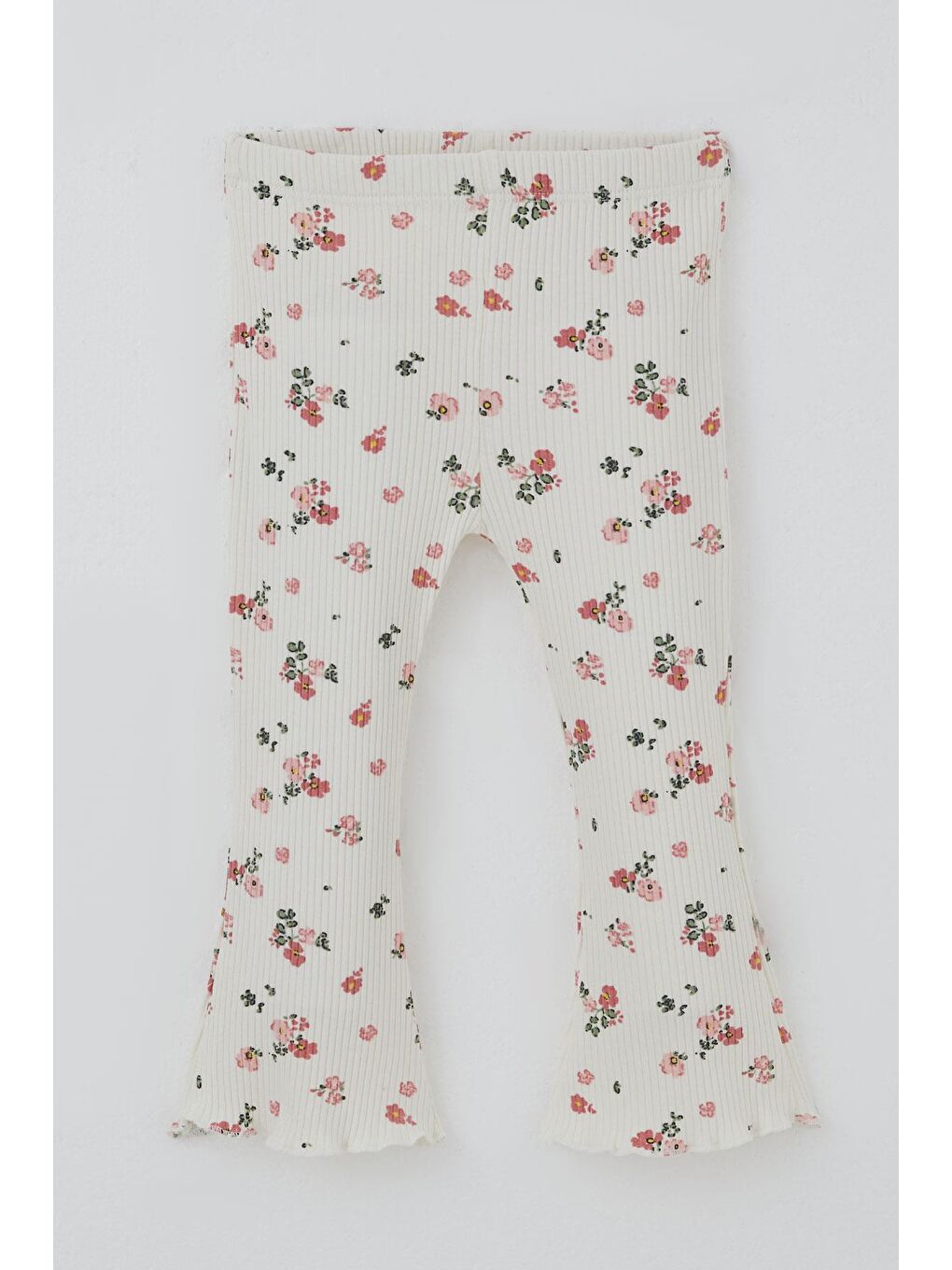 Kız Bebek Taytlı Takım Çiçek Desenli Yaka Kısmı Fırfır Detaylı Ekru (6 Ay-2 Yaş)-2