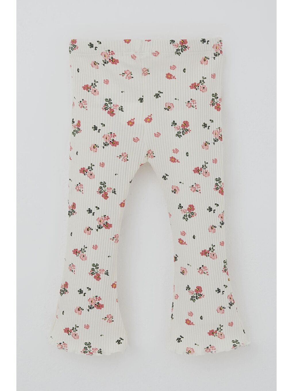 Kız Bebek Taytlı Takım Çiçek Desenli Yaka Kısmı Fırfır Detaylı Ekru (6 Ay-2 Yaş)-4