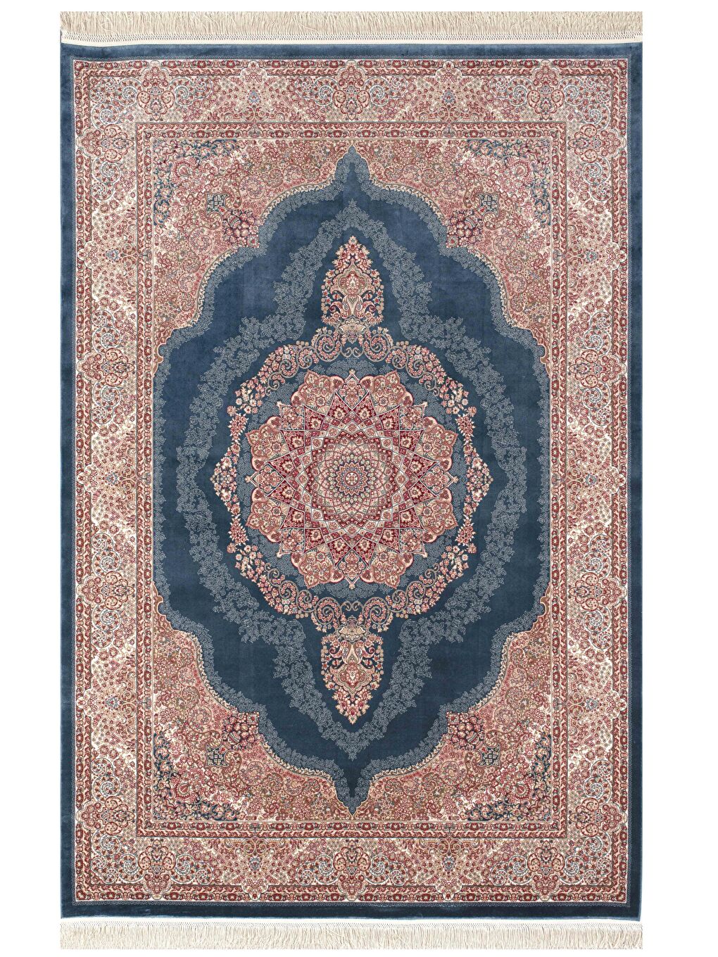 Lacivert Konfor Silkas 6710 İpek Dokuma Halı Büyük Ebatlı Salon Halısı-240x340