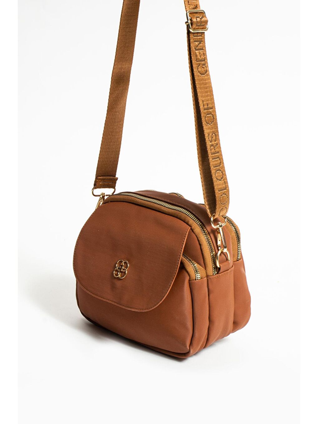 Kahverengi Ayarlanabilir Askılı 3 Bölmeli Fermuarlı Ön Kapaklı Kadın Omuz Çantası BAG5013-23-4