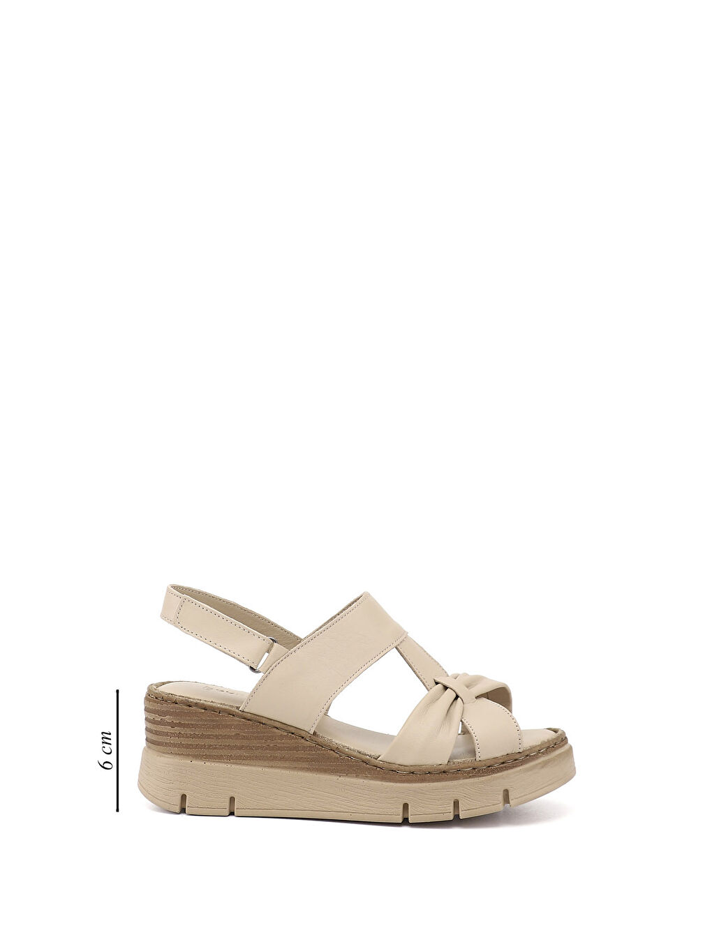 Bej Kadın YENİ BEJ Dolgu Topuklu Hakiki Deri Sandalet-1