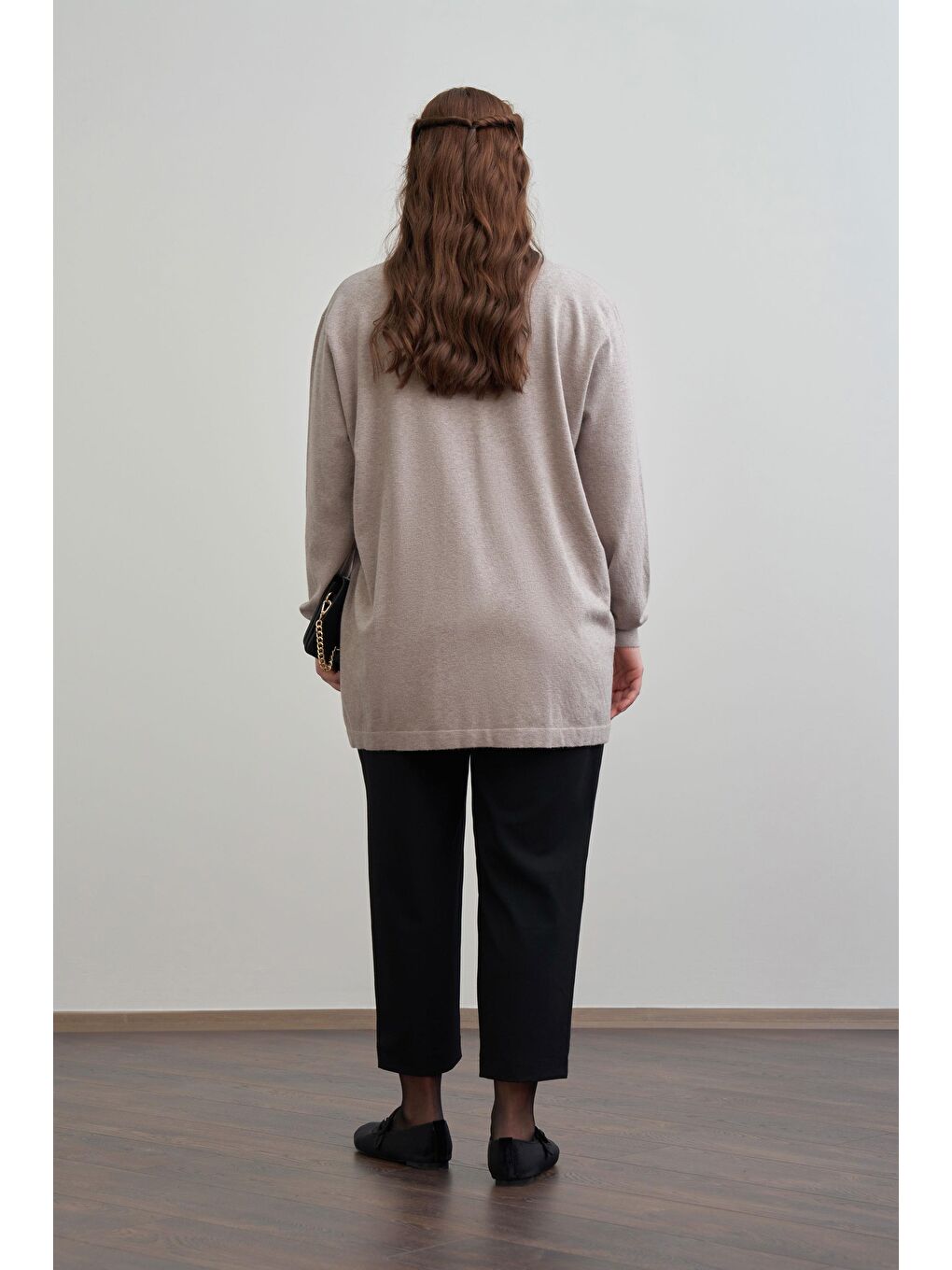 Bej Vizon-Patı Dügmeli Triko Hırka-2